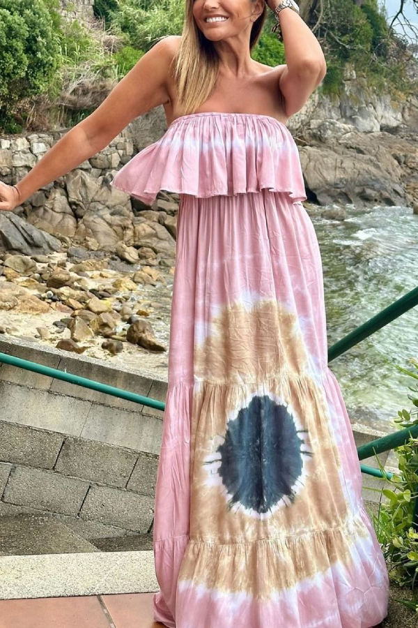 Ruffled Handmade Batik Maxi Dress