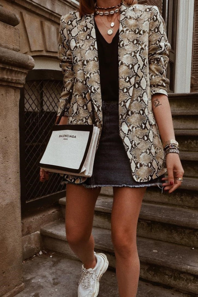 Snake Skin Print Slim Blazer Coat