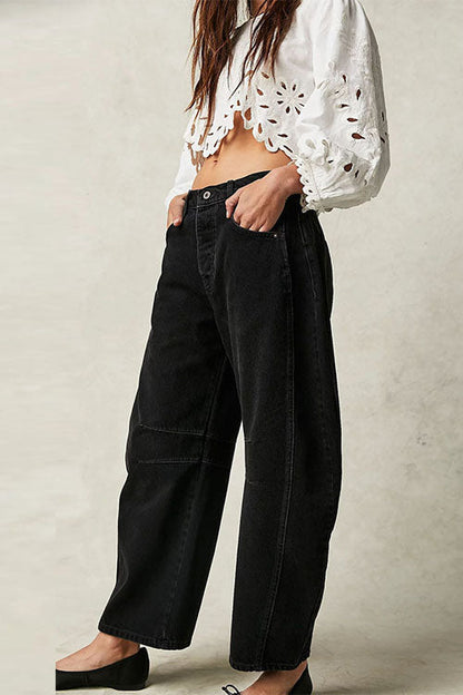 Mid Rise Barrel Leg Jeans