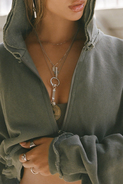 Cropped Distressed Hem Hoodie