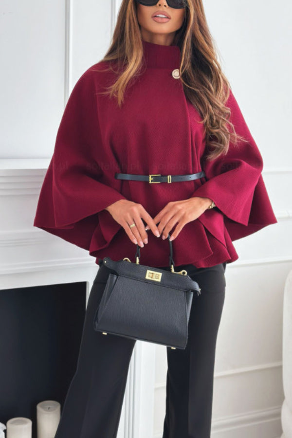 Chic Poncho Cape with Belt