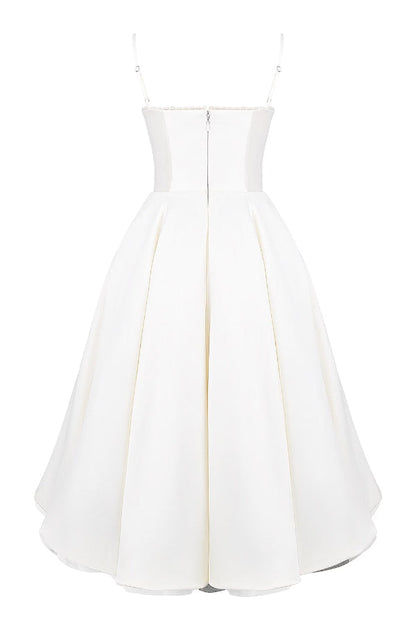 Lace Trim Sweetheart Corset Bodice Tulle Petticoat Fit and Flare Midi Dress