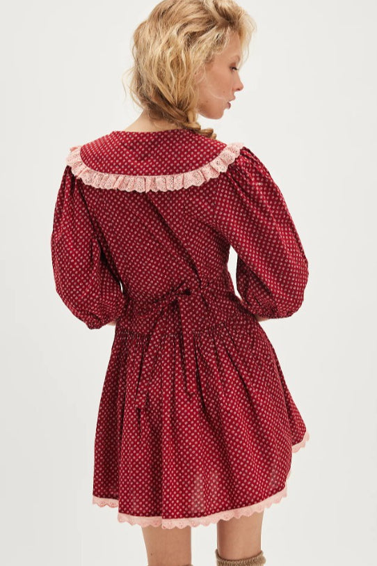 Ditsy Floral Peter Pan Collar Puff Sleeve Button Front Mini Dress