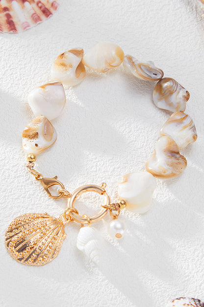 Vacation Imitation Pearl Conch Starfish Pendant Necklace Bracelet