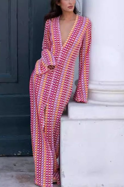 Lace Hollow Beach V-neck Low-cut Front Slit Long Dress