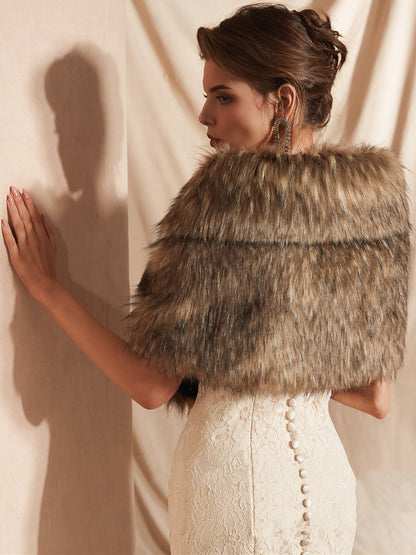 Faux Fur Wedding Wrap Bridal Shawl Winter Warm Cover Ups