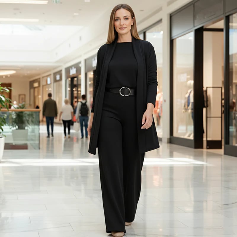 The Trivelle Set — Longline Blazer, Top & Wide-Leg Trousers