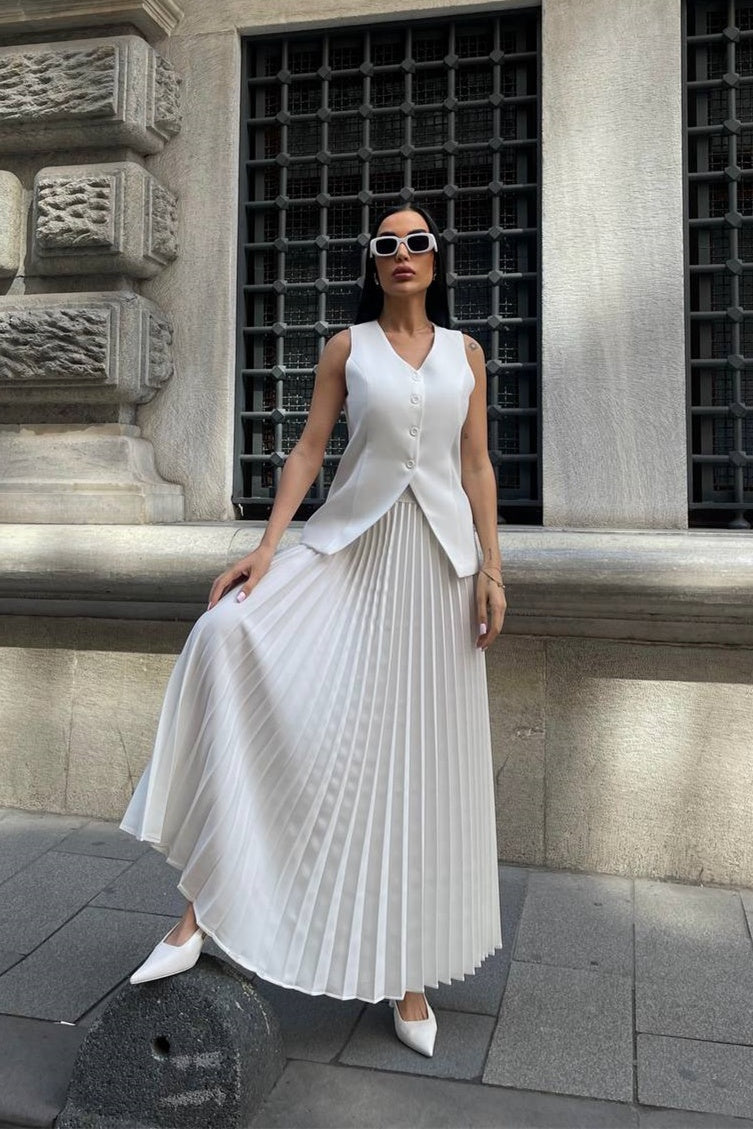 Salome Vest Pleated Skirt Set