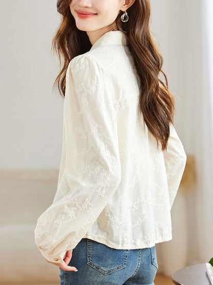 Ariana Retro Lapel Floral Embroidered Shirt