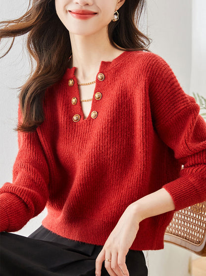Lauren Retro Chain Pullover Knitted Sweater