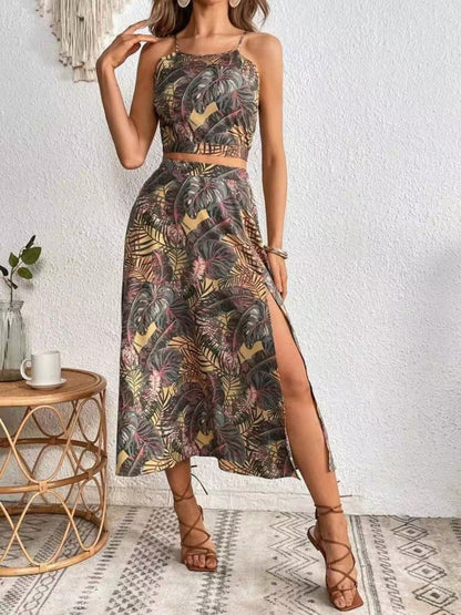 Camisoles Tube Top Bandage Jacket Loose-fit Printed Skirts Set 2-piece Sets