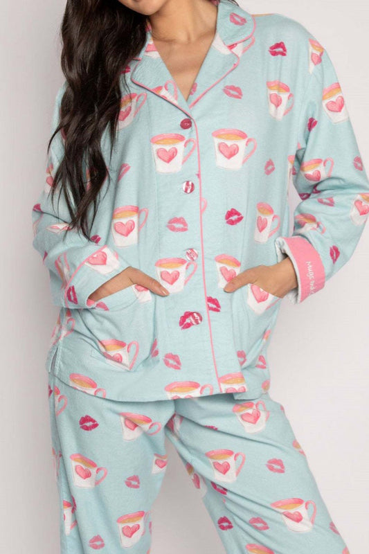 Heart and Lip Print Pajama Set