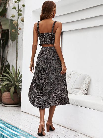 Crop Top Spaghetti Strap Top & Coord Skirt Set