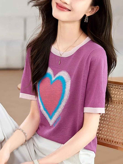 Andrea Classic Contrasted Printed Knitted Top