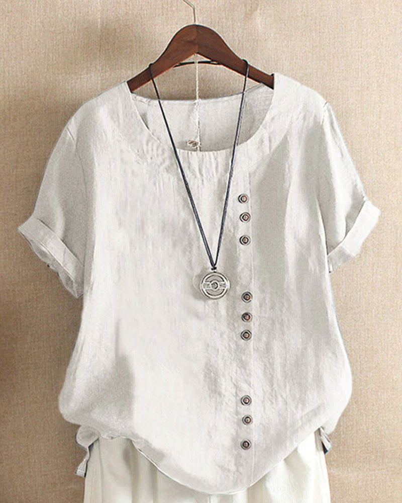| Women’s Casual Blouse in Summer Fabric with Button Detail