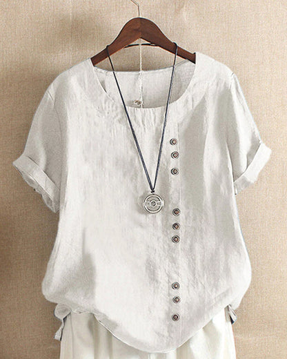 | Women’s Casual Blouse in Summer Fabric with Button Detail