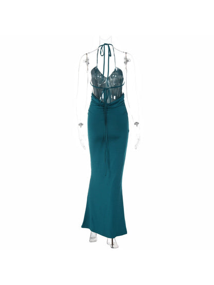Lace up Backless Cutout Tied Slim Sleeveless Dress