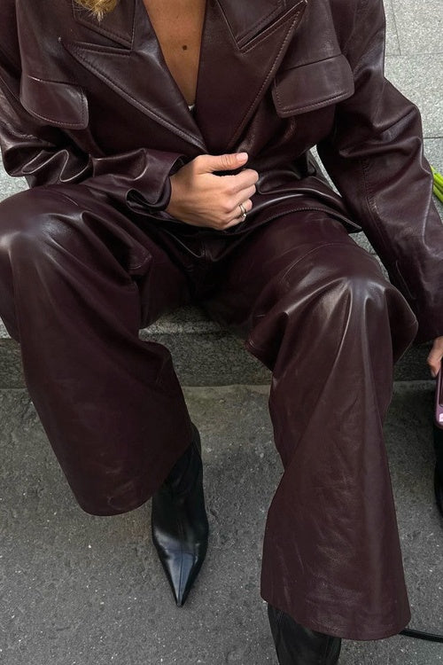 Amanda Peaked Lapel Jacket Leather Set