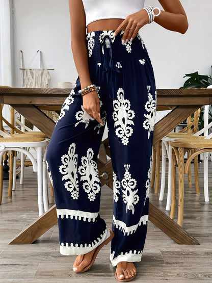 Casual Floral Belt Pants