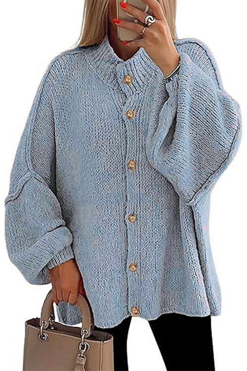 Meridress Button Up Balloon Sleeves Sweater Cardigan