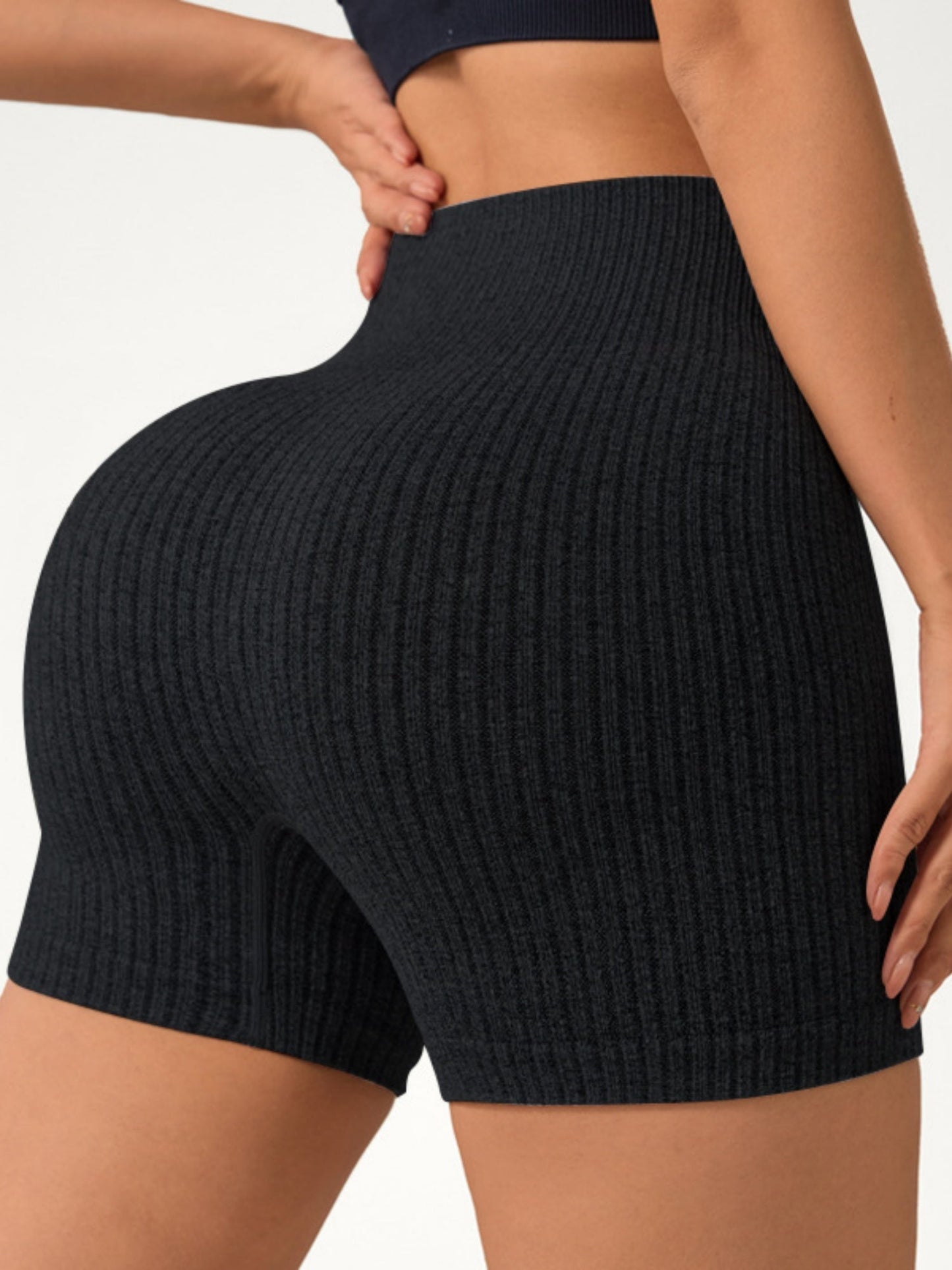 Seamless Ribbed Yoga Pants High-waisted Hip Lift Shorts