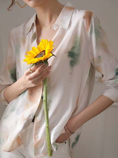 Andrea Classic Lapel Gradient Printed Shirt