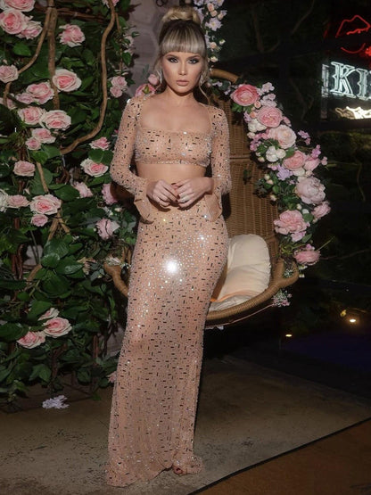 Rhinestone Top & Mermaid Skirt Coord Set