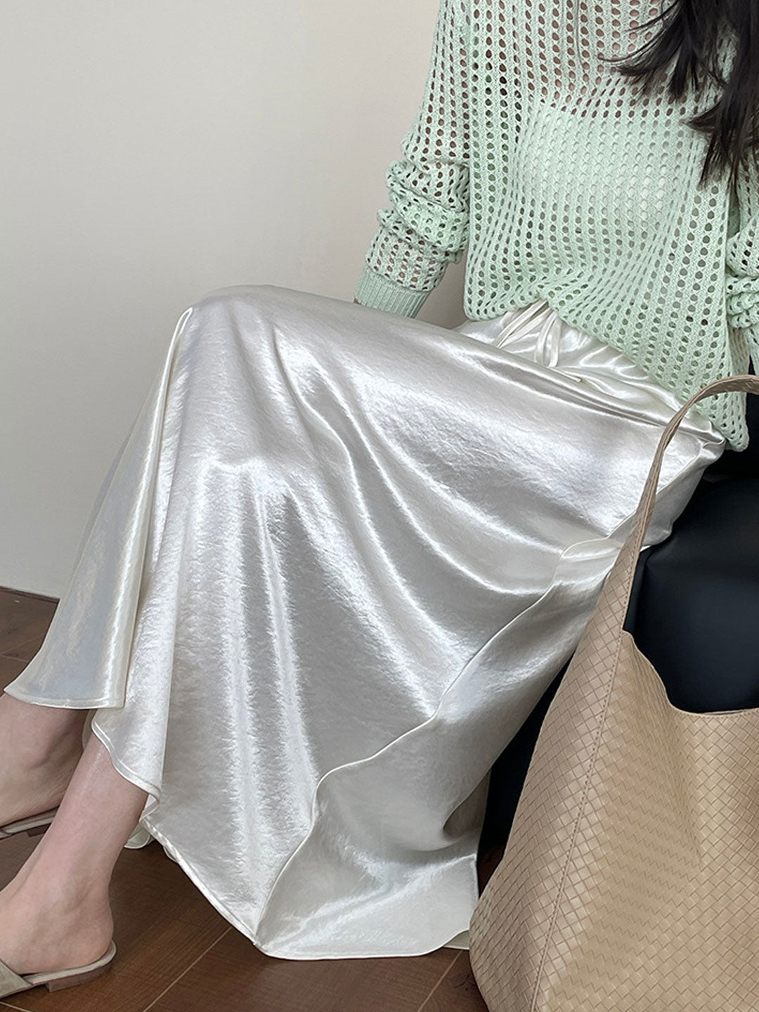 Mary Elegant Solid Color Satin Skirt