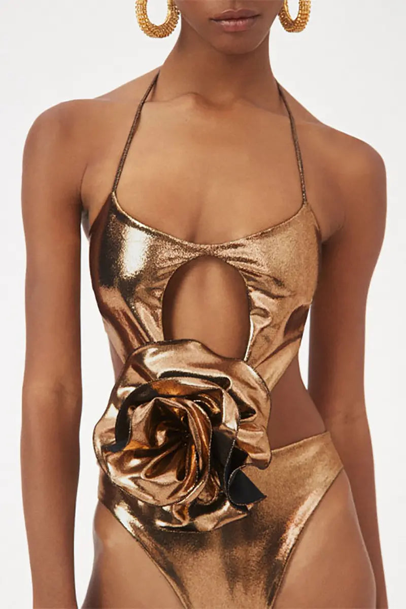Floral Cutout Swimsuit Set