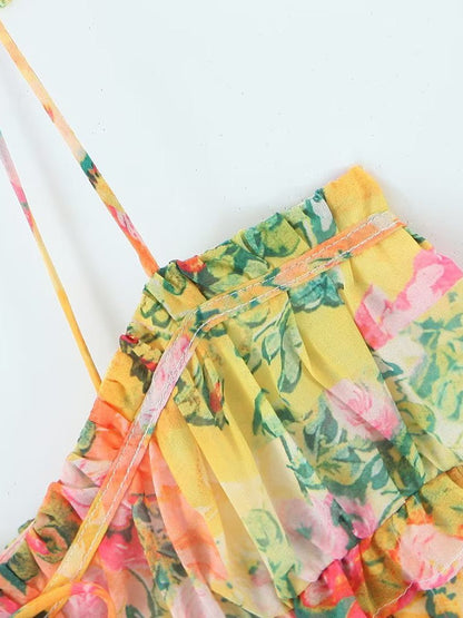 Floral Tie Neck Strap Dress