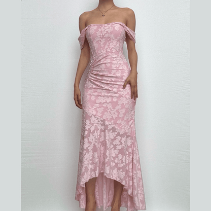 U neck zip-up ruched bustier ruffle cami maxi dress