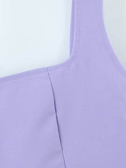 Tank Top & High Waist Buckle Casual Pants Set