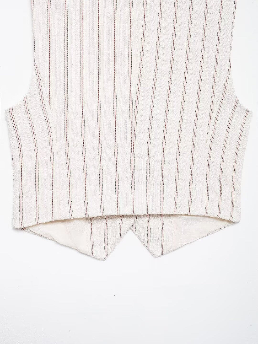 Striped Vest Waist Coat & Shorts With Belt Coord Set