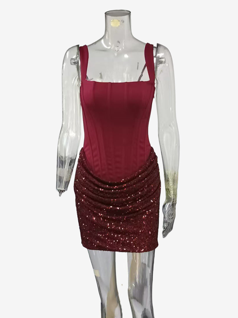 Corset Sequin Sleeveless Bodycon Mini Party Dress For Women 2026