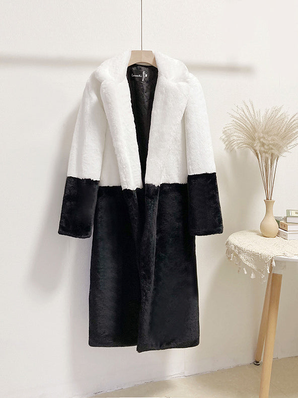 Faux Fur Coats For Women Two Tone Long Eco-friendly Fur Coat