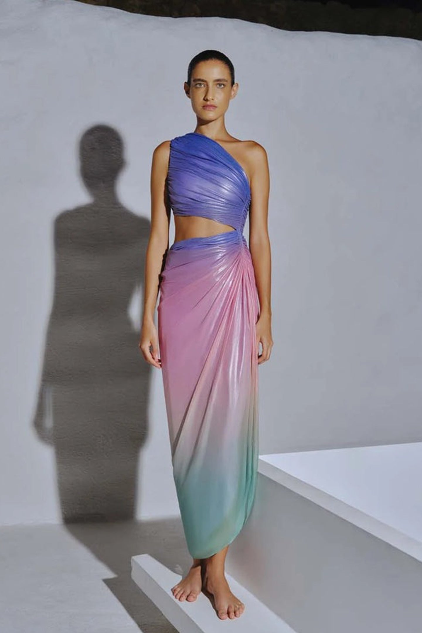 Yvonne One Shoulder Draped Cutout Maxi Dress