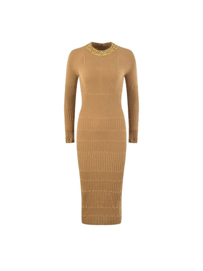 Print Golden Beaded Dress