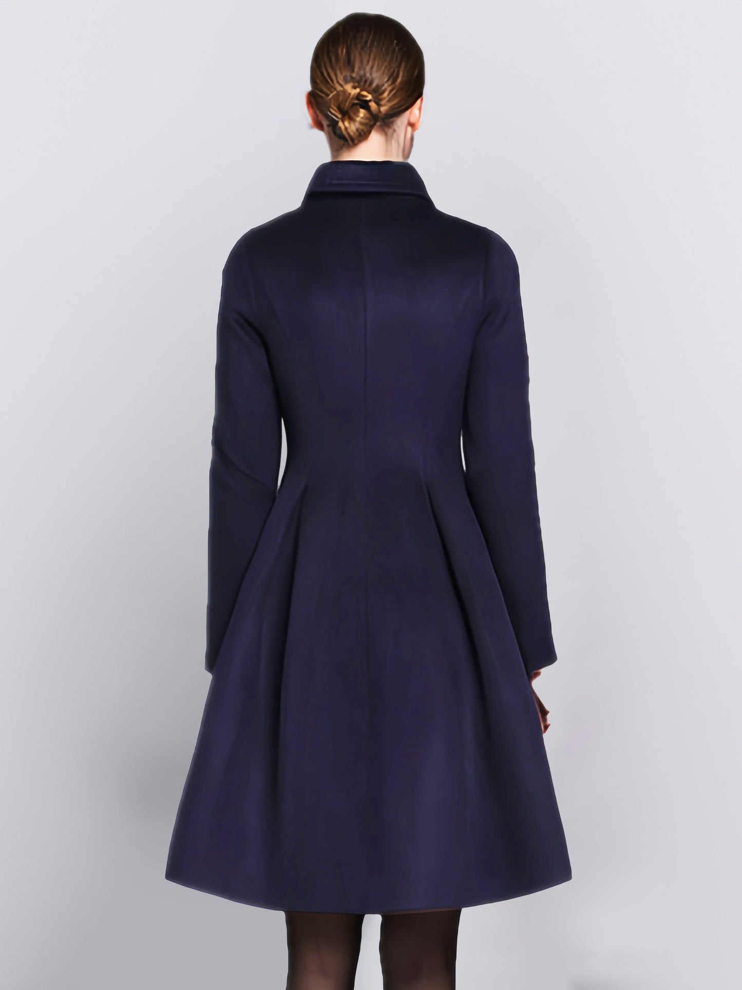 Flared Woolen Coat In Burgundy Double-Breasted Turndown Collar A-line Winter Midi Outerwear For Women 2026