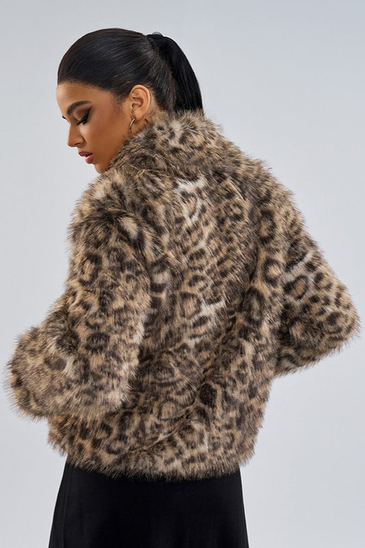 Leopard Print Faux Fur Coat