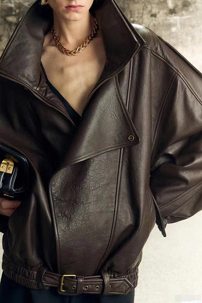 Vintage Genuine Leather Moto Jacket