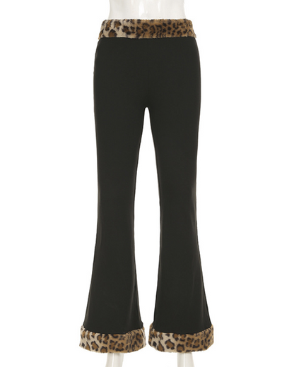 Patchwork Leopard Low-Rise Pants