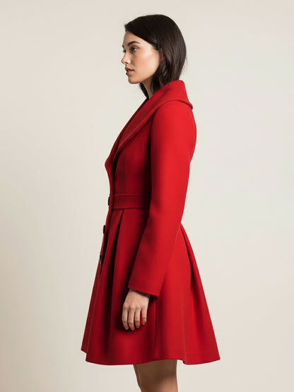 Wool Blend A-line Coat With Shawl Collar And Black Buttons For Women 2026