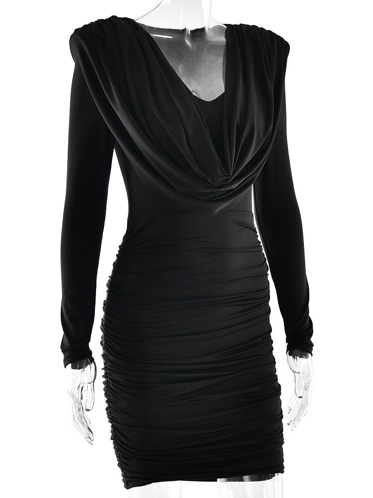 Modern Ruched Mini Dress With Deep V Neck For Women 2026