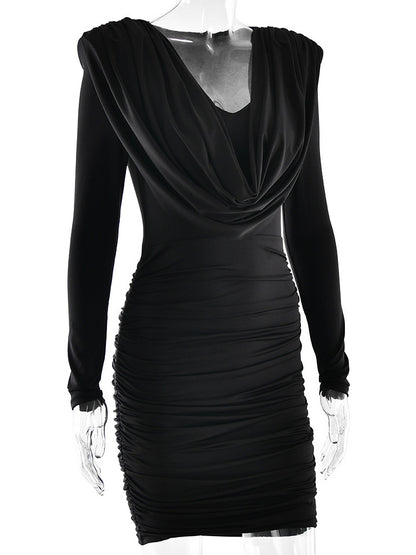 Modern Ruched Mini Dress With Deep V Neck For Women 2026