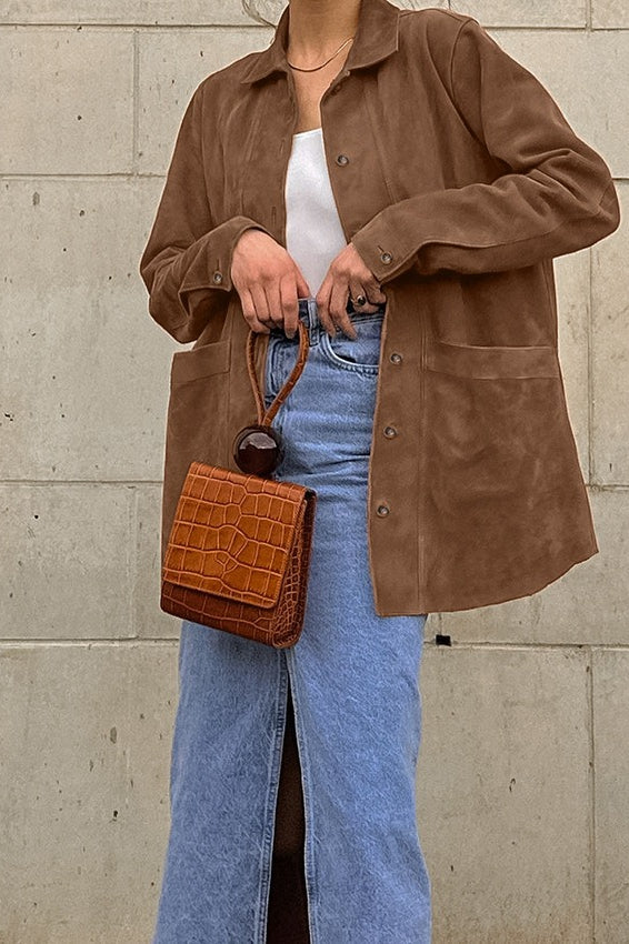 Fashionable Brown Suede Jacket