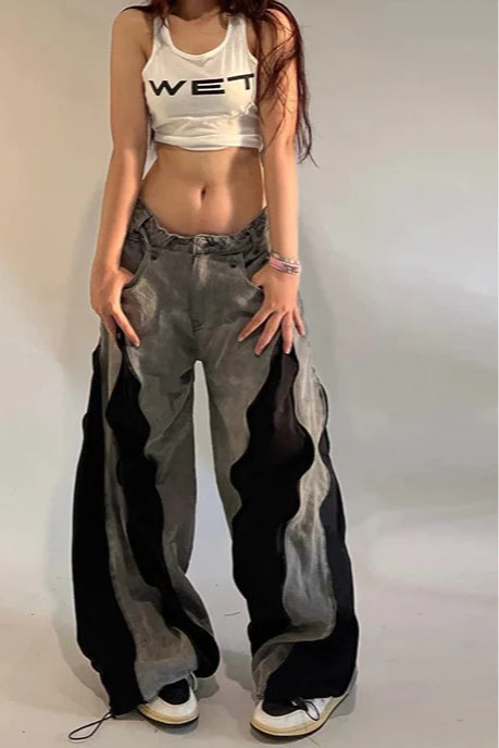 Harajuku Patchwork Wide Fit Jeans