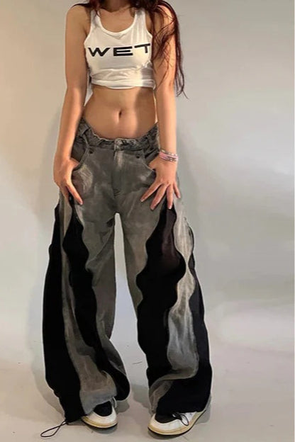 Harajuku Patchwork Wide Fit Jeans