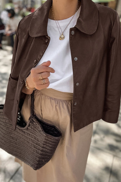 Classic Brown PU Crop Coat