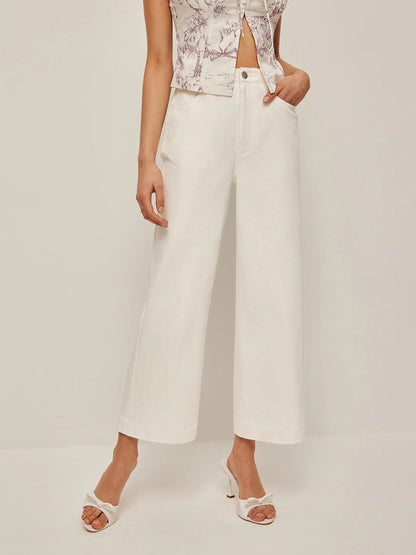 All-matching Wide Leg White Jeans