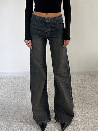 Blue Vintage Pleated Fashionable Simplicity Flare Jeans